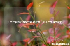 十二生肖怎么看配对表 帮我查一下十二生肖的配对