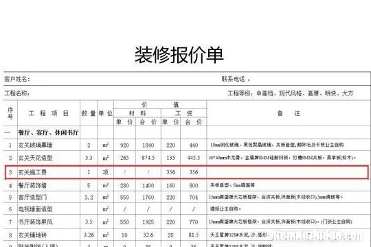 福建装修全包报价明细清单 装修全包报价单明细表完整 清单