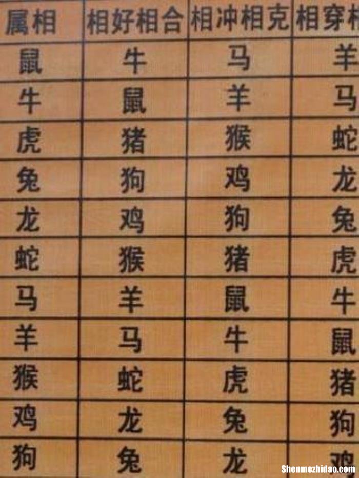 十二生肖星座表配对表图 十二生肖星座表配对表图片大全