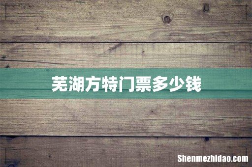 芜湖方特门票多少钱
