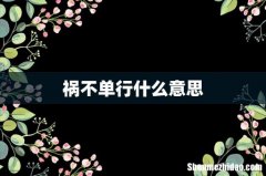 祸不单行什么意思