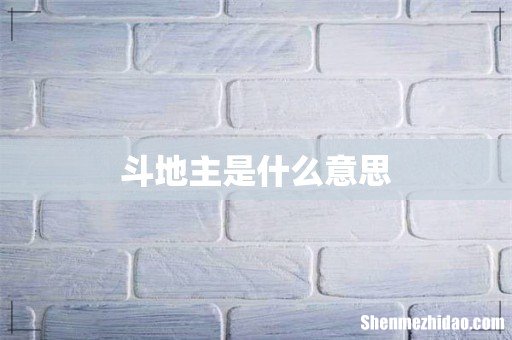 斗地主是什么意思