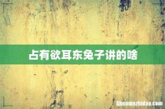 占有欲耳东兔子讲的啥