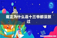 雍正为什么连十三爷都没放过