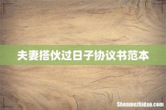 夫妻搭伙过日子协议书范本