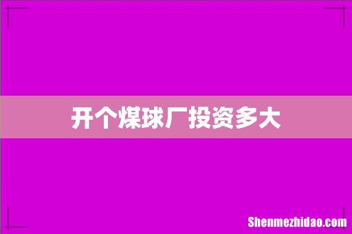开个煤球厂投资多大