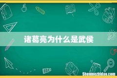 诸葛亮为什么是武侯