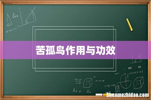苦孤鸟作用与功效