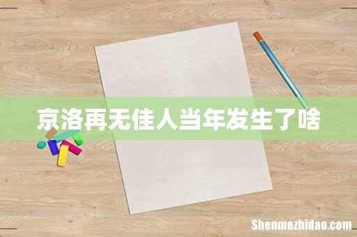 京洛再无佳人当年发生了啥