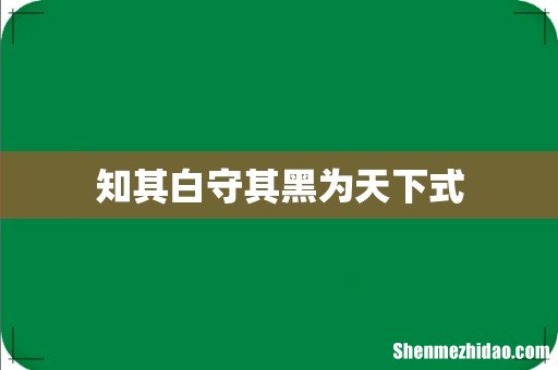 知其白守其黑为天下式