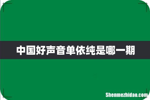 中国好声音单依纯是哪一期