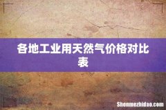 各地工业用天然气价格对比表