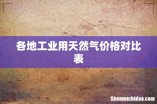 各地工业用天然气价格对比表