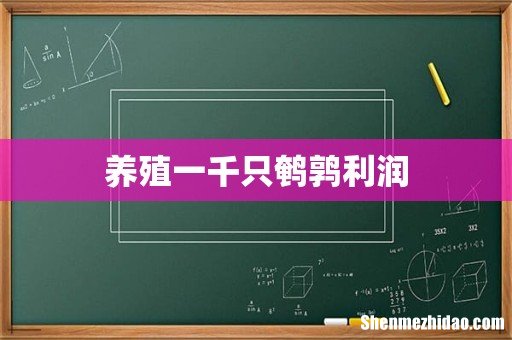 养殖一千只鹌鹑利润