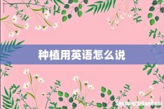 种植用英语怎么说
