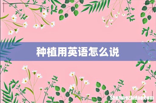 种植用英语怎么说
