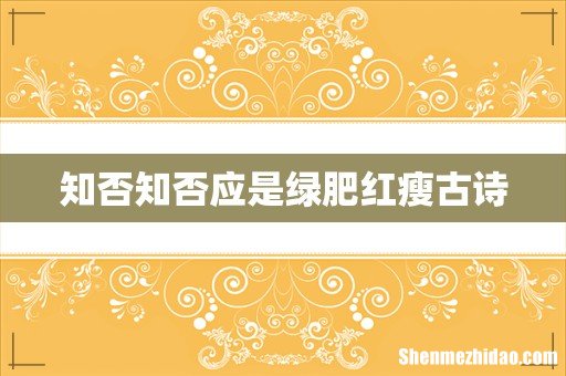 知否知否应是绿肥红瘦古诗
