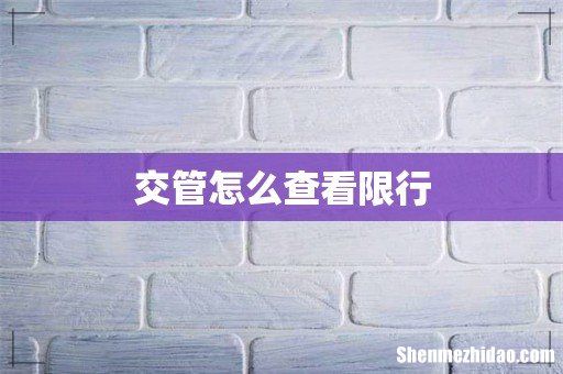 交管怎么查看限行
