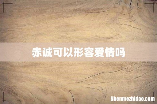 赤诚可以形容爱情吗