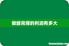 做蜂窝煤的利润有多大