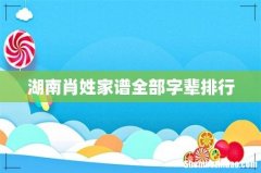 湖南肖姓家谱全部字辈排行