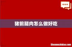 猪前腿肉怎么做好吃