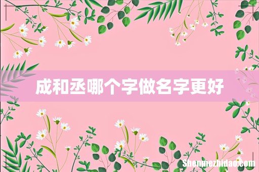 成和丞哪个字做名字更好