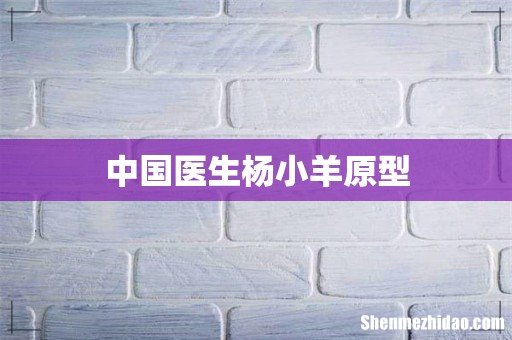 中国医生杨小羊原型