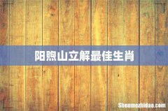 阳煦山立解最佳生肖
