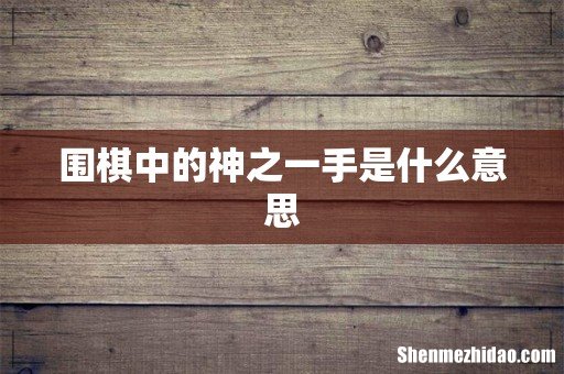 围棋中的神之一手是什么意思