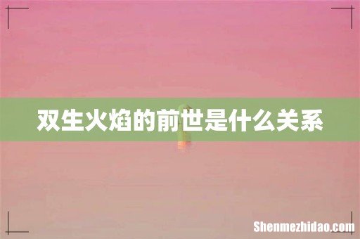 双生火焰的前世是什么关系