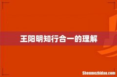 王阳明知行合一的理解