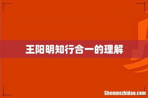王阳明知行合一的理解