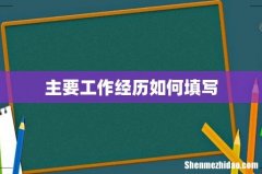 主要工作经历如何填写