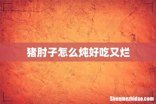 猪肘子怎么炖好吃又烂