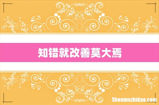 知错就改善莫大焉