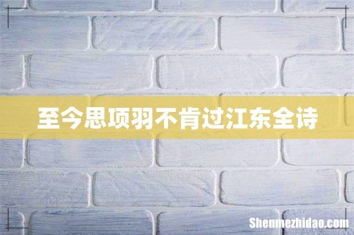 至今思项羽不肯过江东全诗