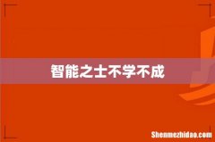 智能之士不学不成