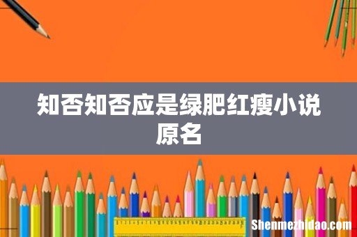 知否知否应是绿肥红瘦小说原名