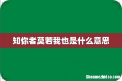 知你者莫若我也是什么意思