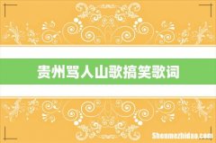 贵州骂人山歌搞笑歌词