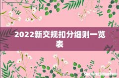 2022新交规扣分细则一览表