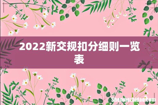 2022新交规扣分细则一览表