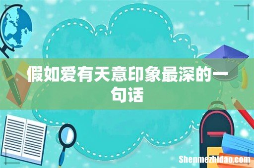 假如爱有天意印象最深的一句话