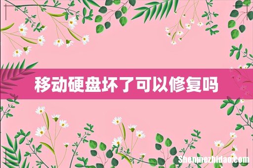 移动硬盘坏了可以修复吗