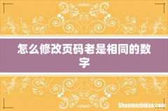 怎么修改页码老是相同的数字