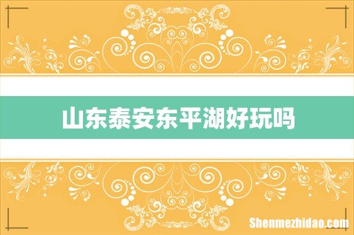 山东泰安东平湖好玩吗