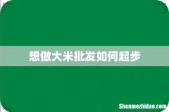想做大米批发如何起步