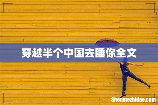 穿越半个中国去睡你全文