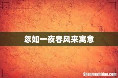 忽如一夜春风来寓意